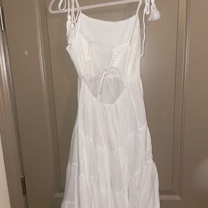 Boutique White Linen Dress - Open Back - Size M